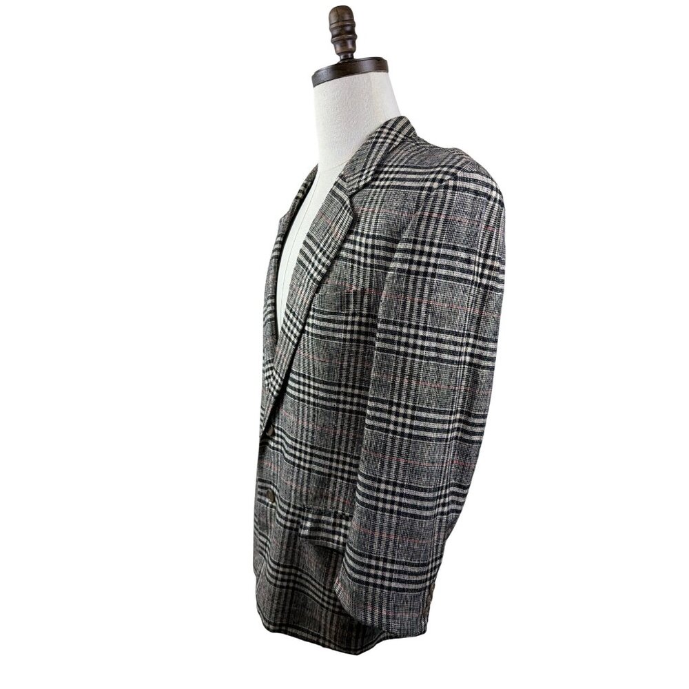 BOSS Hugo Boss Men's 42S Plaid Gray Plaid Wool Blazer Glen Check Sport Coat - Picture 6 of 16